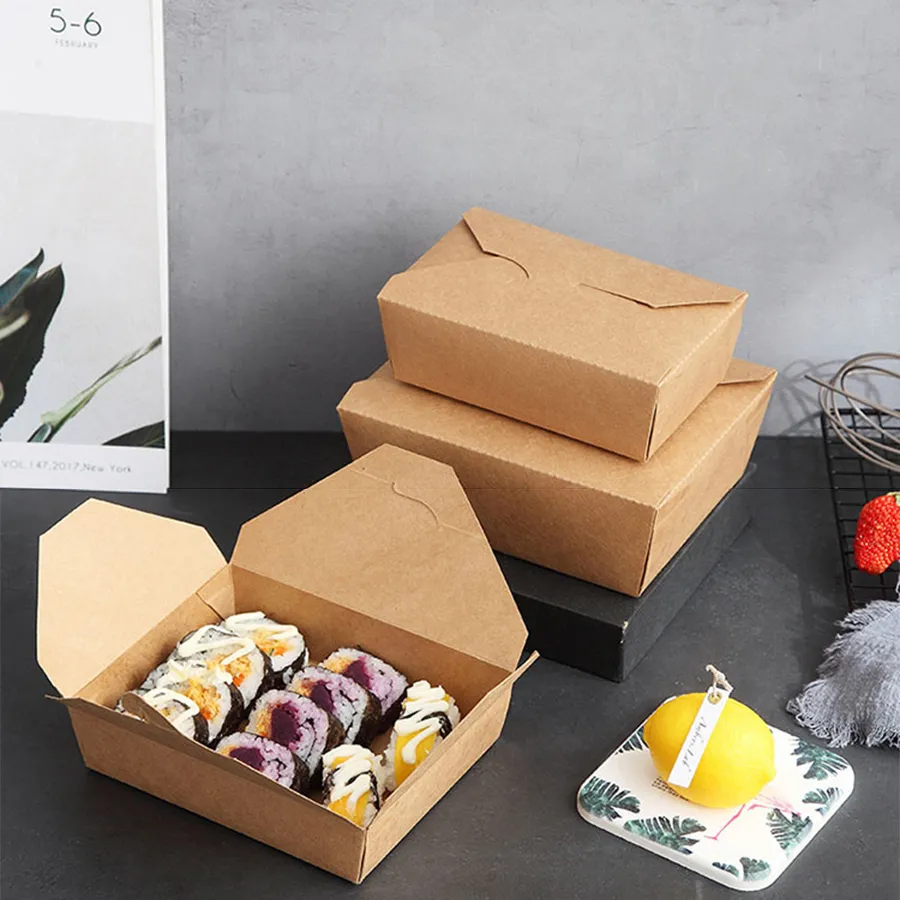 Hot Selling Paper Meal Box Paper Biodegradable Take out Containers Leak Resistant for Restaurant