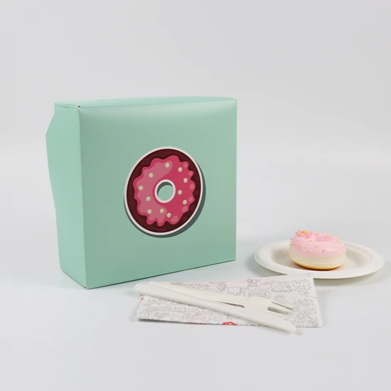 Cardboard Kraft Paper Bakery Packing Cake Box Handle Tall Box for Cake Donut Macarron Desert Box