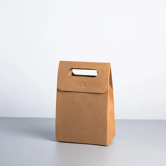 Factory Custom Sealing Food Sandwich Bakery Packaging Takeaway Kraft Paper Bag with Handle