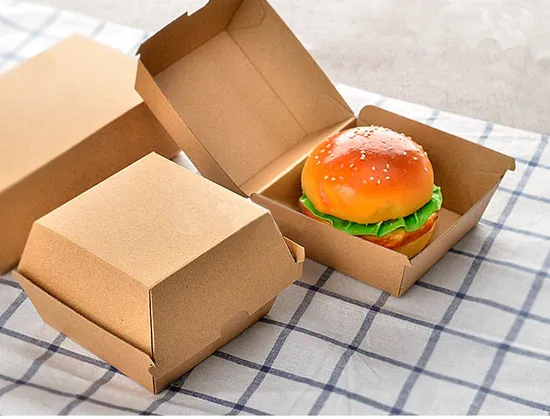 Wholesale Recyclable Takeaway Box Hamburger Paper Box Fast Food Take Away Box Biodegradable Box Use for Food