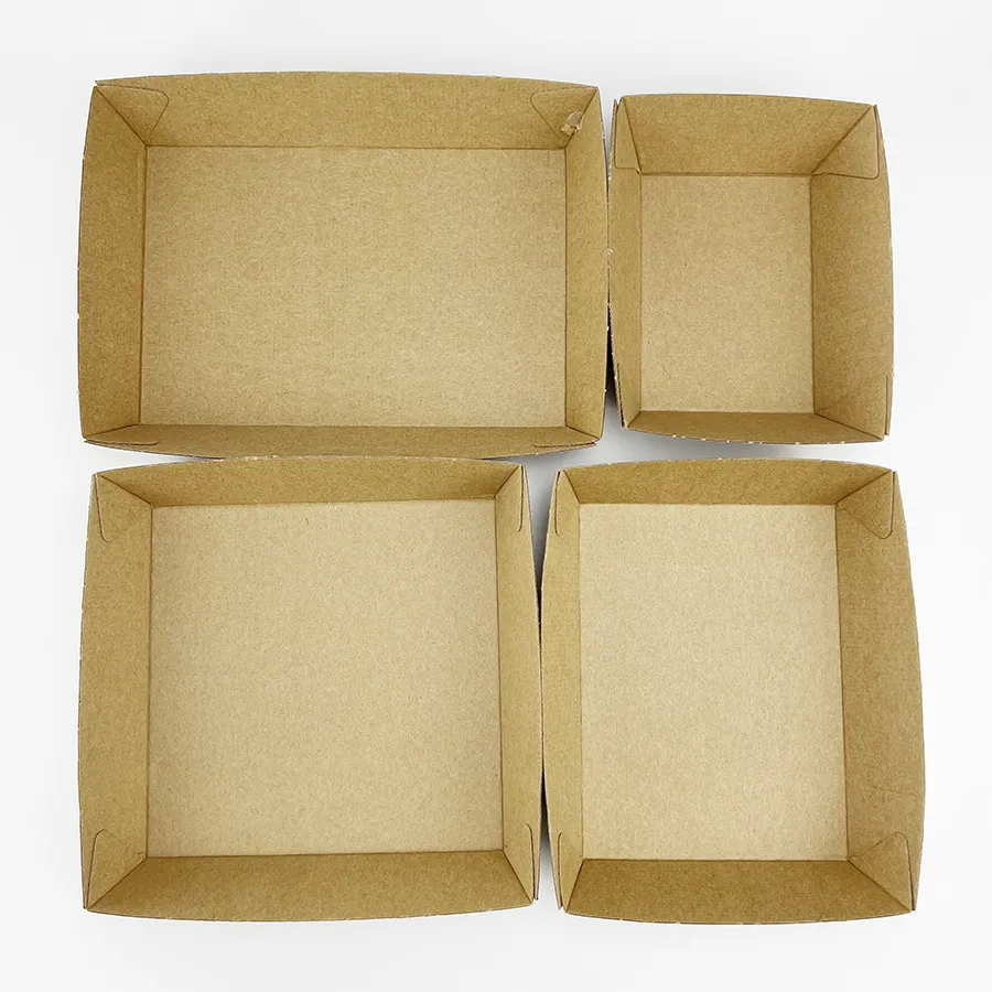 Biodegradable Disposable Boat Shaped Kraft Paper Fried Chicken Take out Box Take-out Boat Tray