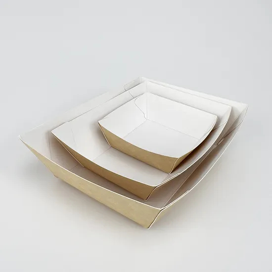 Biodegradable Disposable Boat Shaped Kraft Paper Fried Chicken Take out Box Take-out Boat Tray
