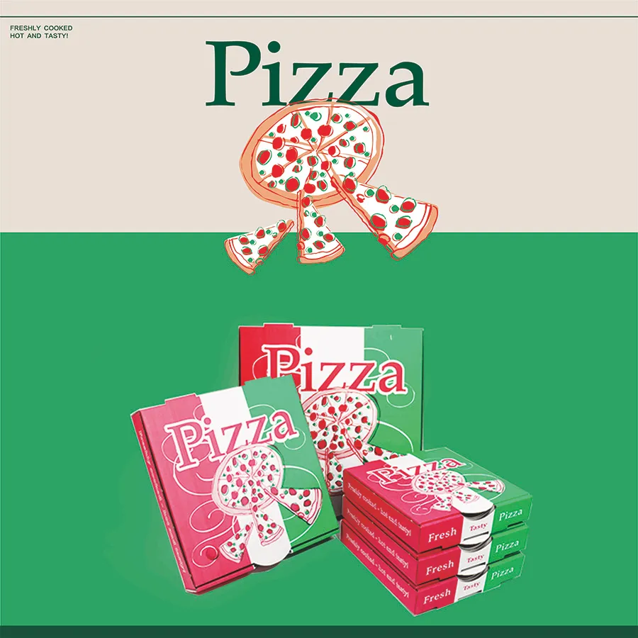 Biodigradable Kraft Recycle Box for Pizza Delivery Custom Pizza Box 12 Inch Pizza Kraft Corrugated Cardboard Packing Box with Logo
