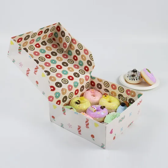 6inch Personalized Custom Mini Donut Cake Food Packaging Simply Folded and Transported Doughnutsnack Box