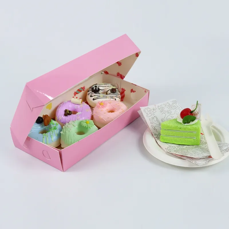 6inch Personalized Custom Mini Donut Cake Food Packaging Simply Folded and Transported Doughnutsnack Box