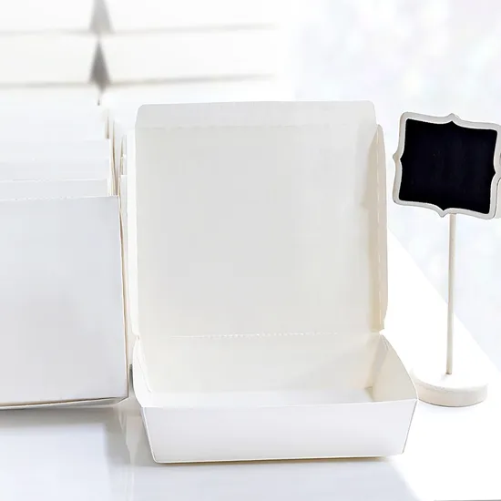 Wholesale Customized Food Grade Takeaway Sushi Fried Chicken Chips Burger Container Disposable Kraft White Cardboard Paper Food Packing Box with Lid