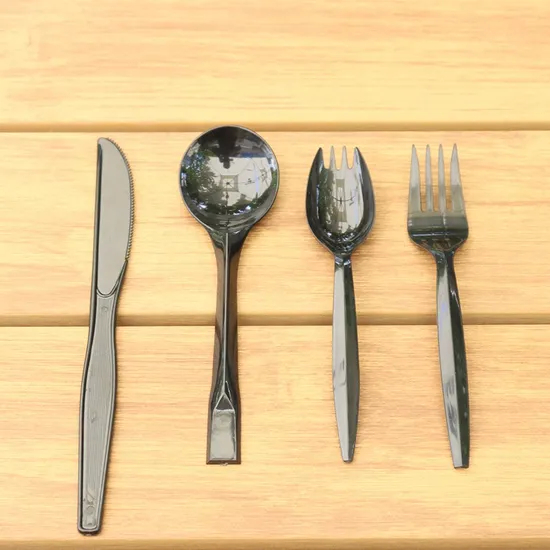 Factory Wholesale Custom Food Grade Disposable Recyclable Eco-Friendly Spoon Fork Plastic Paper Cutlery