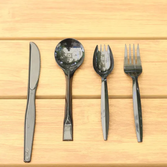Factory Wholesale Custom Food Grade Disposable Recyclable Eco-Friendly Spoon Fork Plastic Paper Cutlery