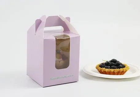 Factory Cheap Wholesale Custom Transparent Window Printed Logo Size Food Grade Doughnut Disposable Bakery Packaging Macaron Paper Cake Cardboard Box