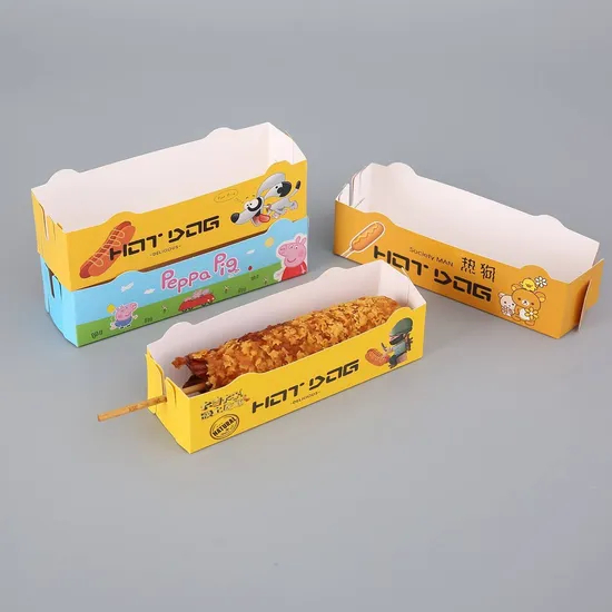 Wholesale Customized Food Grade Multi-Color Disposable Packaging Eco-Friendly Biodegradable White Card Hot Dog Sushi Fried Chicken Storage Box