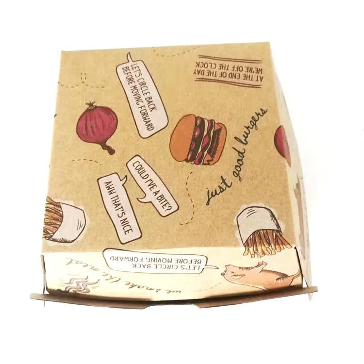 Factory Cheap Customized Food Grade Disposable Affordable Takeaway Fried Chips Chicken Snack Food Lunch Packaging Corrugated White Cardboard Paper Burger Box