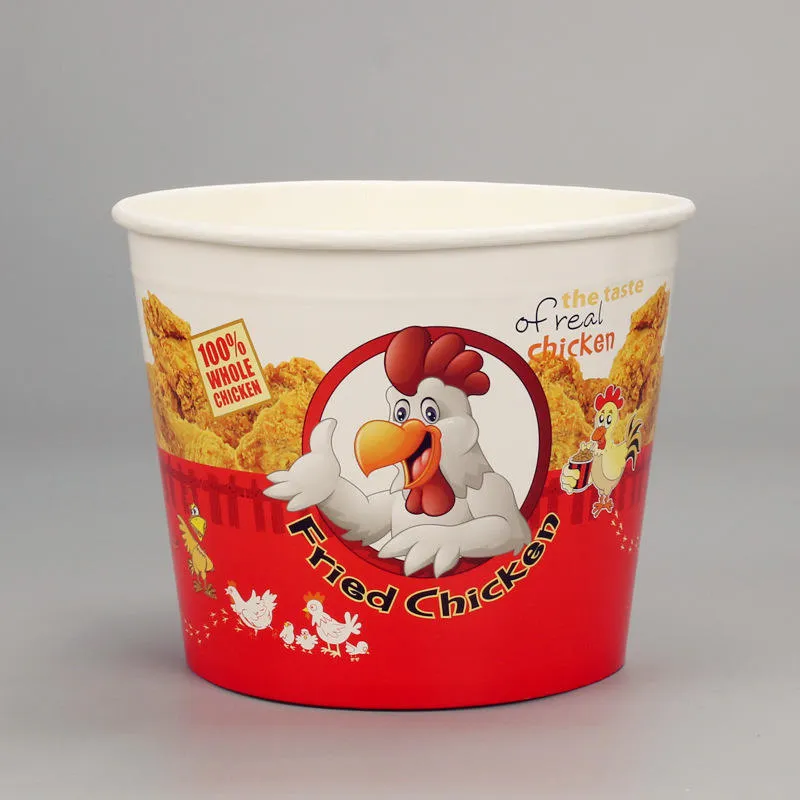 Factory Customized Printing Logo Food Grade Disposable Popcorn Fried Chicken Burger Family Cardboard Packaging Bucket