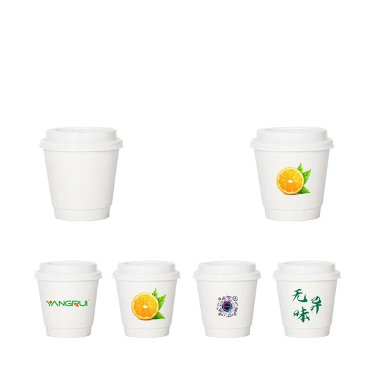 Wholesale Food Grade Eco-Friendly Disposable Custom Juice Storage Packaging Milk Tea Juice Clear Plastic Cold Hot Drink Single Double Wall Corrugated Paper Cup