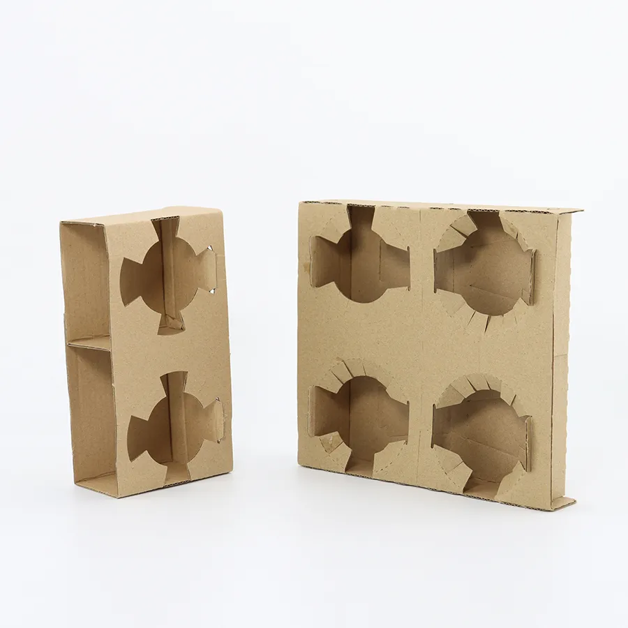 Biodegradable Solid Cardboard Paper Cup Holder in 1-Cell 2-Cell and 4-Cell Coffee Cup Carriers