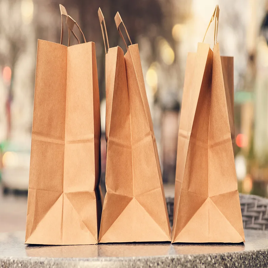FDA/EU 100% Recycled Restaurant Food Delivery Take out Packaging Paper Bag