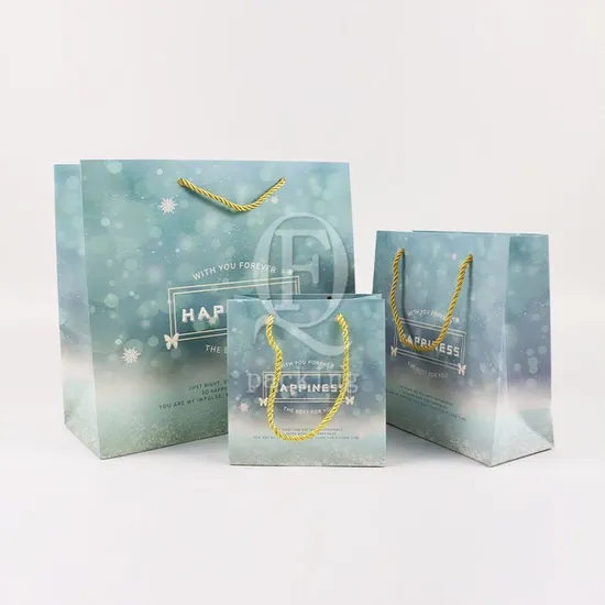Wholesale Custom Printing Luxury Personalized Beautiful Degradable Eco-Friendly Packaging Shopping Gift Kraft Cardboard Paper Bag with Handle