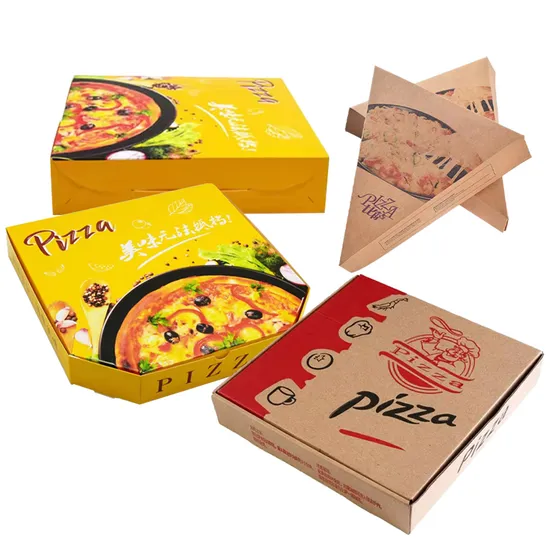 China Factory Wholesale Customized Printing Logo High-Quality All Size Color Kraft Paper Corrugated Food Grade Degradable Takeaway Meal Packaging Pizza Box