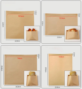 Factory Wholesale Customized Transparent Window Kraft Envelope Paper Pouch Baguette Bread Snack Fried Chicken Chip Food Packaging Bag with Portable Handle