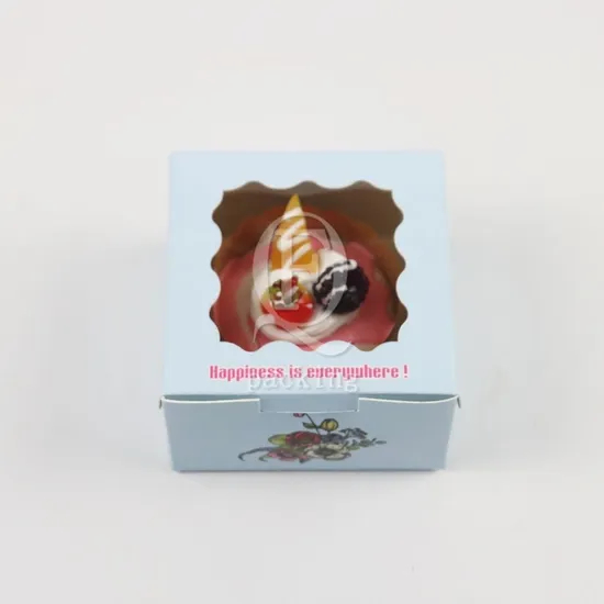 Factory Cheap Custom Transparent Window Printed Logo Size Food Grade Doughnut Wholesale Disposable Bakery Packaging Macaron Cake Cardboard Paper Box with Handle