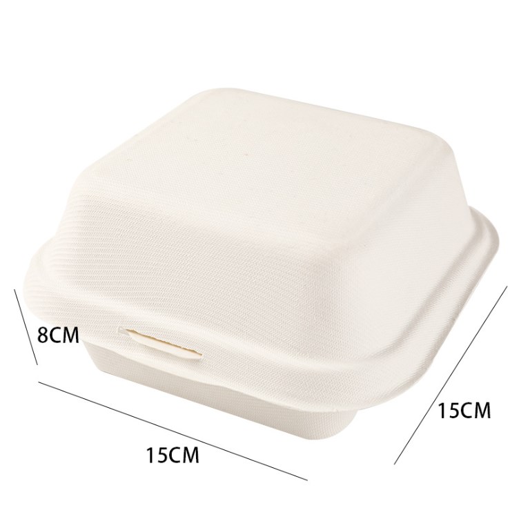 Factory Wholesale Custom Printing Biodegradable Food Grade Disposable Takeaway Lunch Fries Hamburger Packaging Packing Bagasse Burger Box
