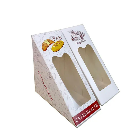Eco-Friendly Custom Logo Printing Food Grade Portable Triangular Cardboard Sandwich Box