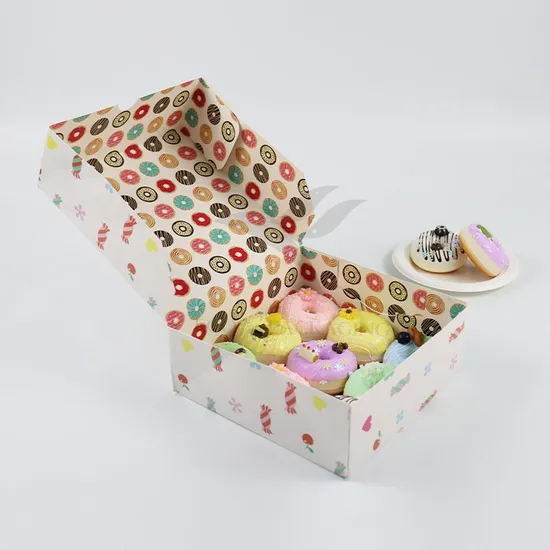 Factory Wholesale Affordable Personalized Luxury Customized Printed Logo Size Food Grade Disposable Bakery Packaging Macaron Cake Doughnut Cardboard Paper Box