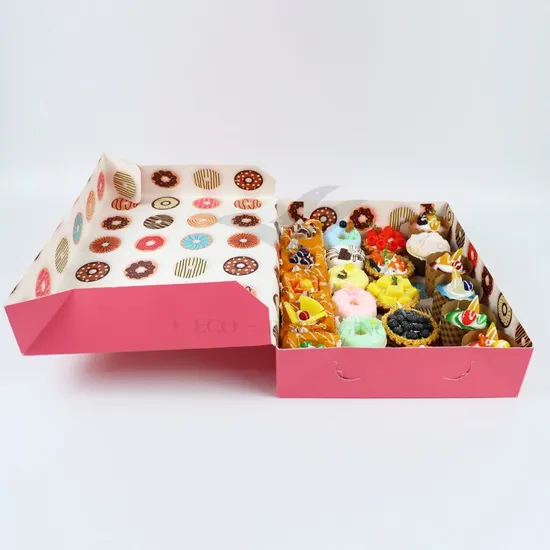 Factory Wholesale Cheap Personalized Luxury Customized Printed Logo Size Food Grade Disposable Packaging Macaron Cake Doughnut Sweet Cardboard Box