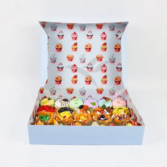 Factory Wholesale Cheap Personalized Luxury Customized Printed Logo Size Food Grade Disposable Packaging Macaron Cake Doughnut Sweet Cardboard Box