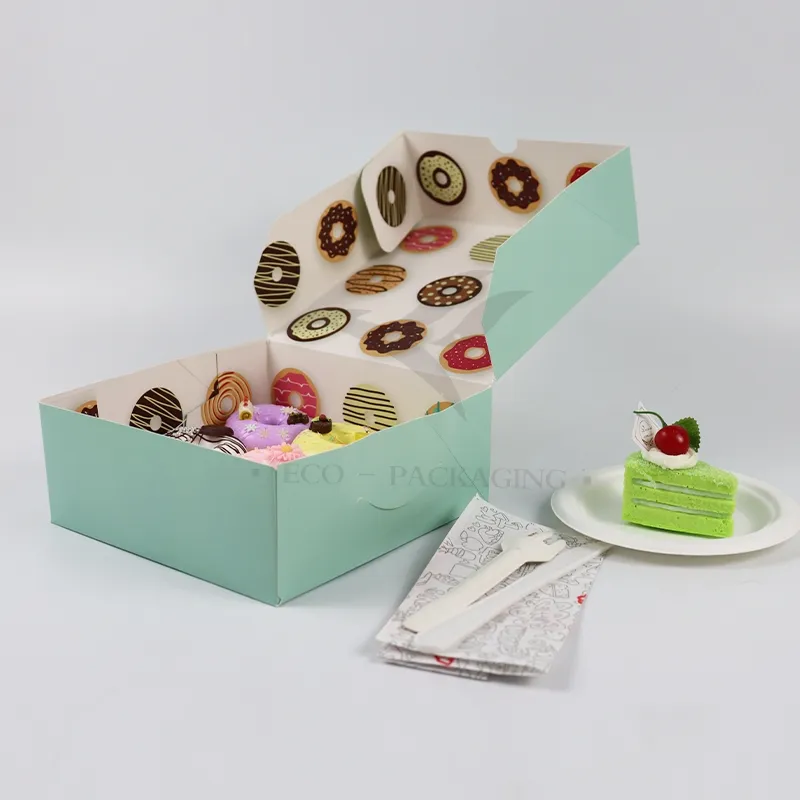 Factory Direct Sale Wholesale Personalized Luxury Customized Printed Logo Size Food Grade Disposable Packaging Macaron Cake Doughnut Sweet Cardboard Box