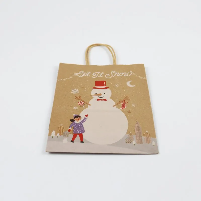 Factory Wholesale Custom Printing Logo Luxury Personalized Degradable Recyclable Shopping Gift Food Cosmetic Packaging Kraft Cardboard Paper Bag with Handle