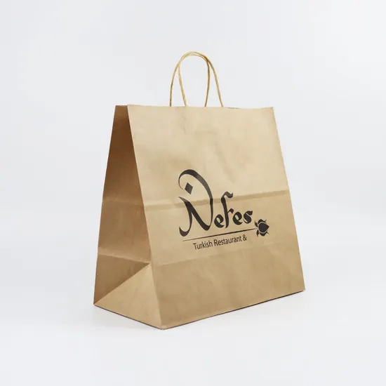 Factory Wholesale Custom Print Luxury Personalized Degradable Recyclable Shopping Gift Food Arts Crafts Packaging Kraft Cardboard Paper Bag with Portable Handle