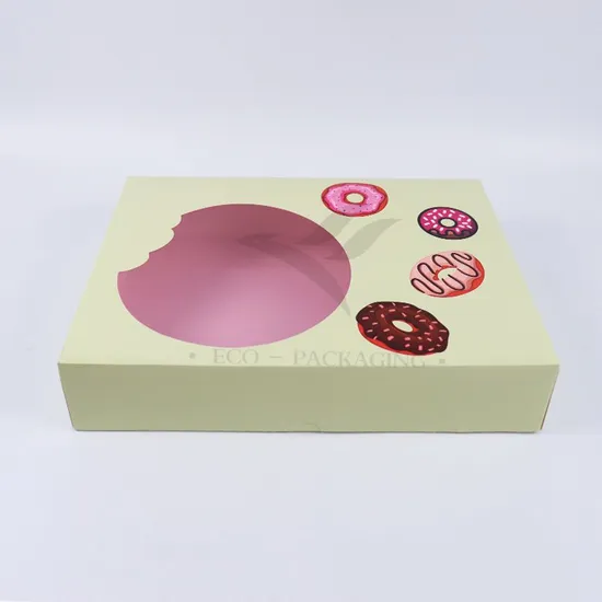 Factory Direct Sale Cheap Personalized Luxury Transparent Window Customized Printed Food Grade Disposable Packaging Macaron Cake Doughnut Sweet Cardboard Box