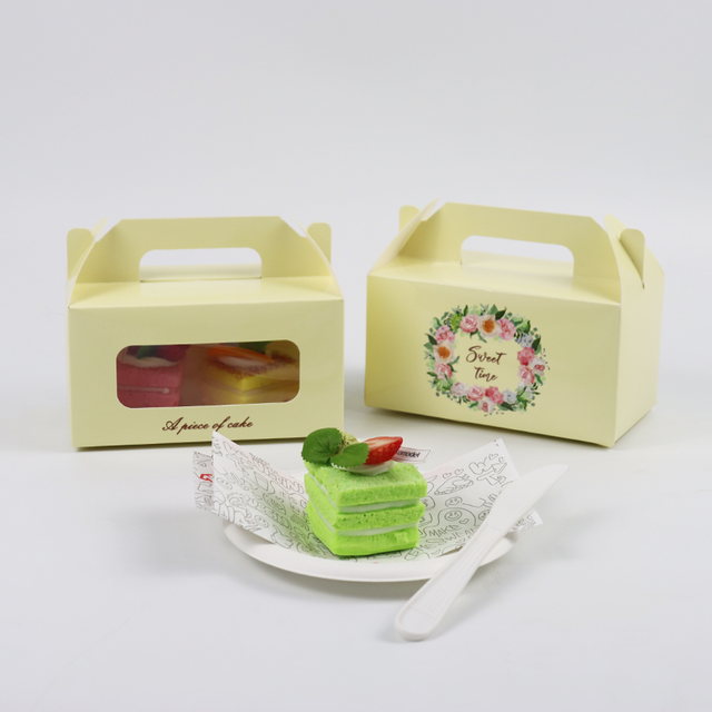 Factory Cheap Customized Printed Logo Food Grade Doughnut Wholesale Custom Size Disposable Bakery Packaging Donuts Macaron Cake Packing Paper Box with Handle