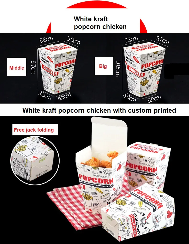 Korean Fried Chicken Box Custom Hamburger Fried Chicken Wing Paper Boxes Kraft Paper Box Take Away Boxes Fast Food Container