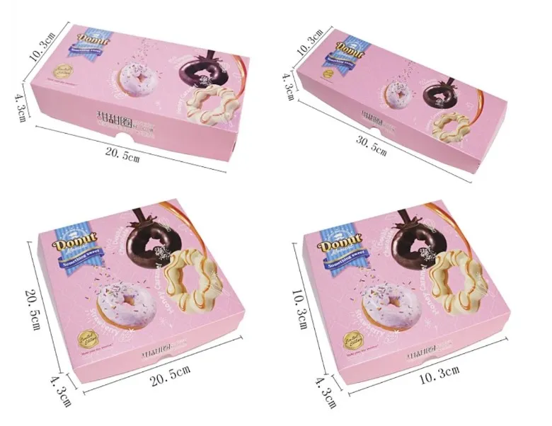 Custom Logo Donut Box Doughnut Package Bakery Cake Boards Box Personalized Boxes