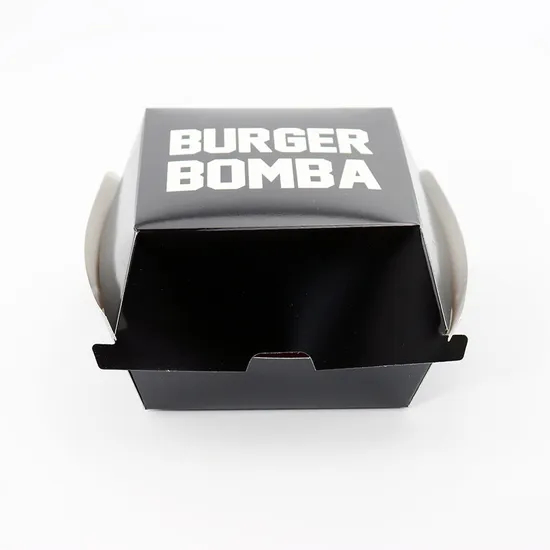 Wholesale Clam Shell Burger Packaging Box Custom Disposable Cardboard Hamburger Packaging Box Fast Food Container