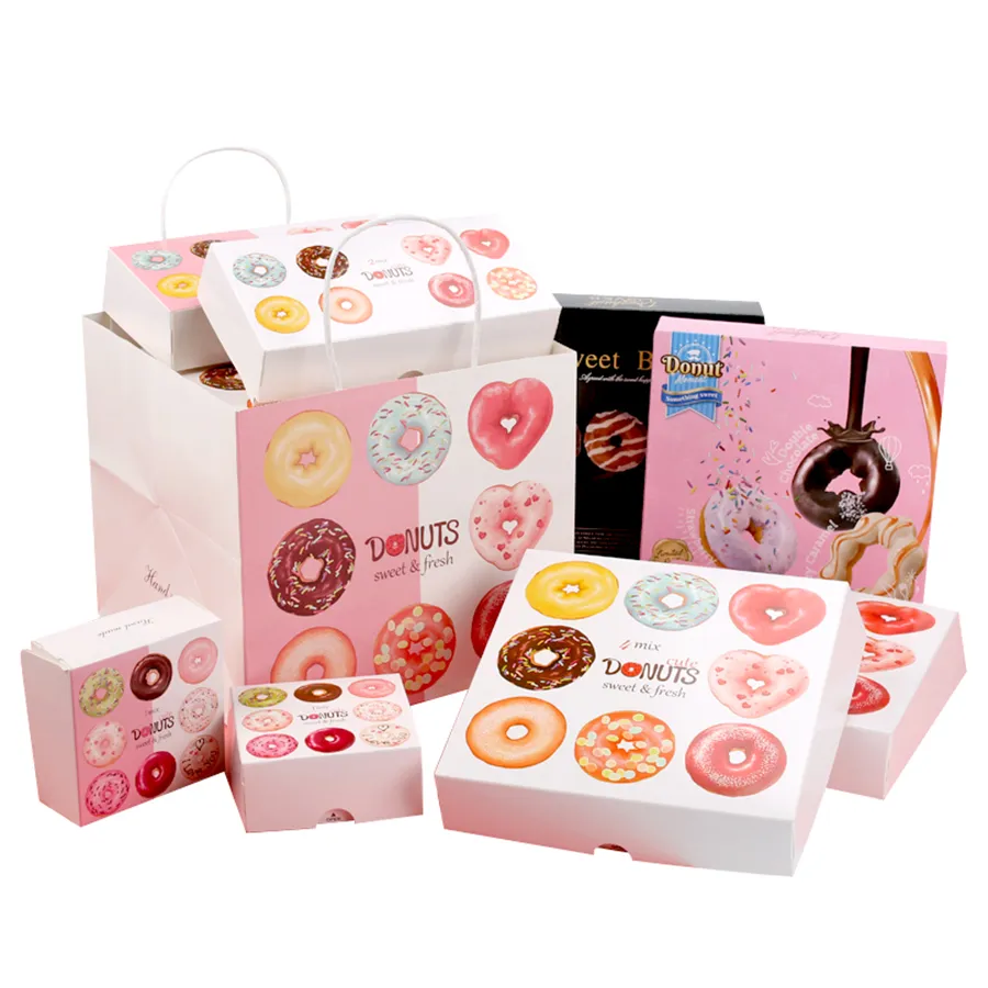 New Exquisite Paper Donut Box Party Cardboard Cake Box Custom Printing Paper Boxes