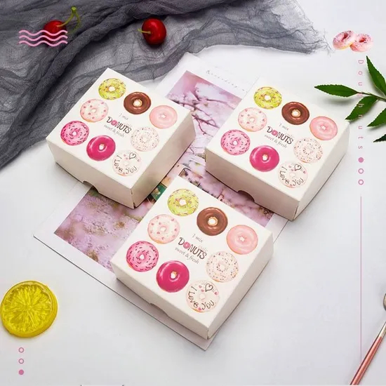 New Exquisite Paper Donut Box Party Cardboard Cake Box Custom Printing Paper Boxes