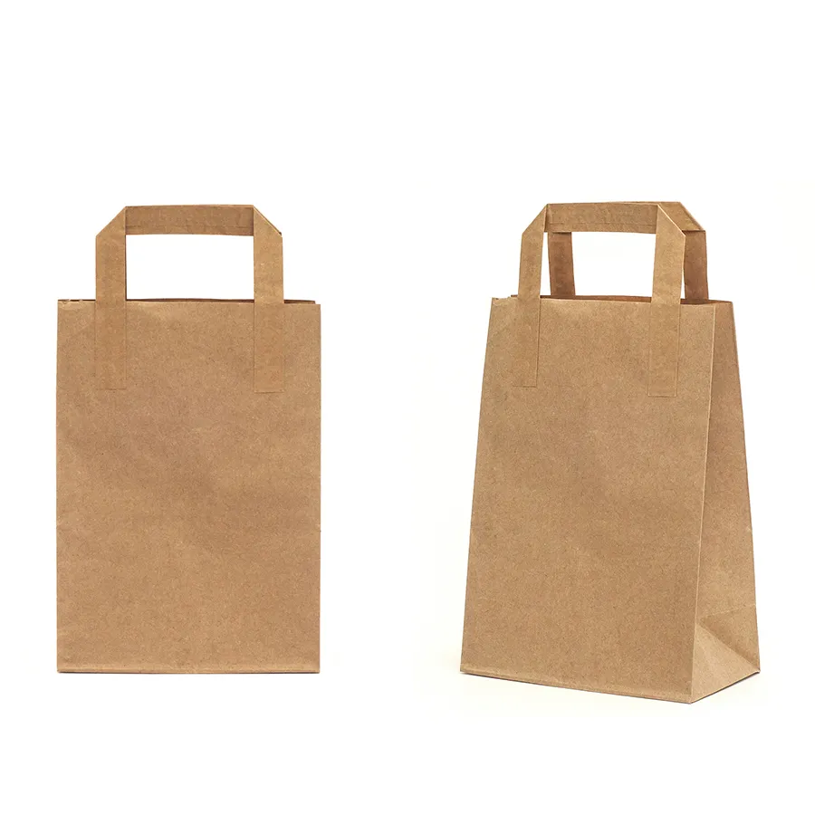 Custom Printed Biodegradable Gift Shopping Bags with Handle, Packaging Brown Kraft Paper Bag