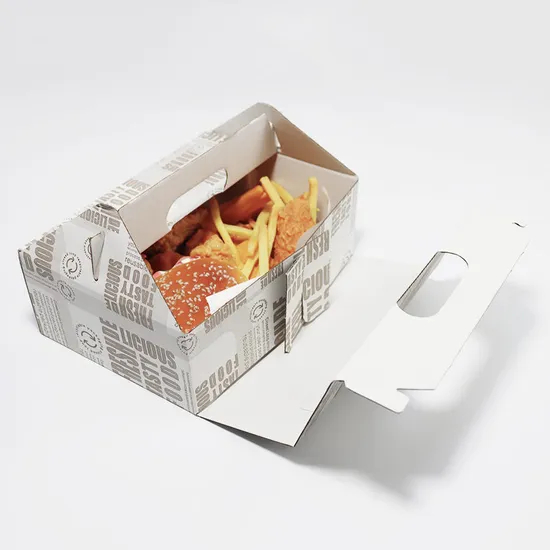 Biodegradable Handheld Burger Hot Dog Fried Chicken Packing Box Takeaway Packing Box