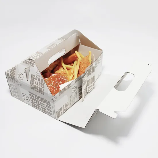 Biodegradable Handheld Burger Hot Dog Fried Chicken Packing Box Takeaway Packing Box