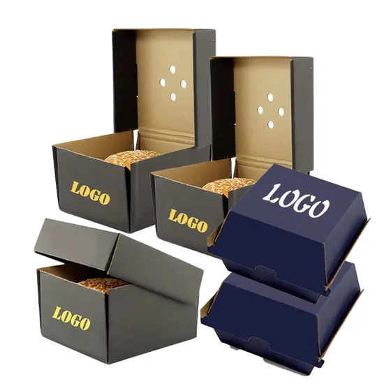 5inch Stock Factory Quality Colorful Printing Food Grade Container Hamburger Paper Boxes