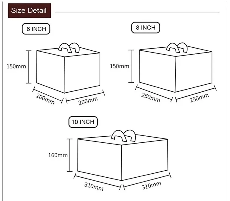 Customized Paper Cake Box with Handles Folding Cake Carrier Box with Window Bakery Boxes