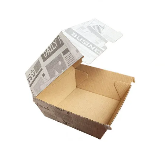 Wholesale Kraft Box Custom Print Kraft Paper Fast Food Fried Box for Hamburger Hamburger Boxes Packing Box