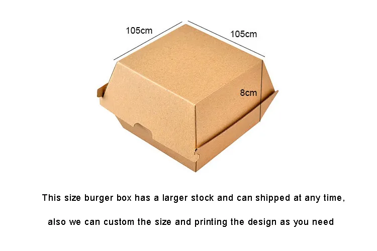 Custom Corrugated Burger Box Paper Clamshell Burge Cardboard Box Burger Takeaway Packaging