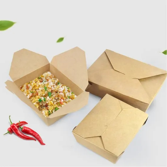 Wholesale Custom Printing Fast Food Take Away Box Disposable Kraft Paper Meal Box