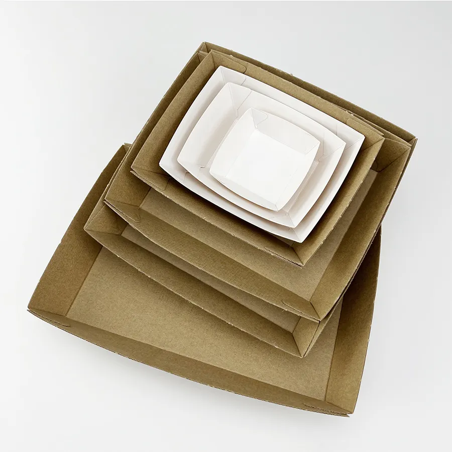 Biodegradable Eco Friendly Custom Size Food Holder Tray Snack Boat for BBQ Tacos Nachos