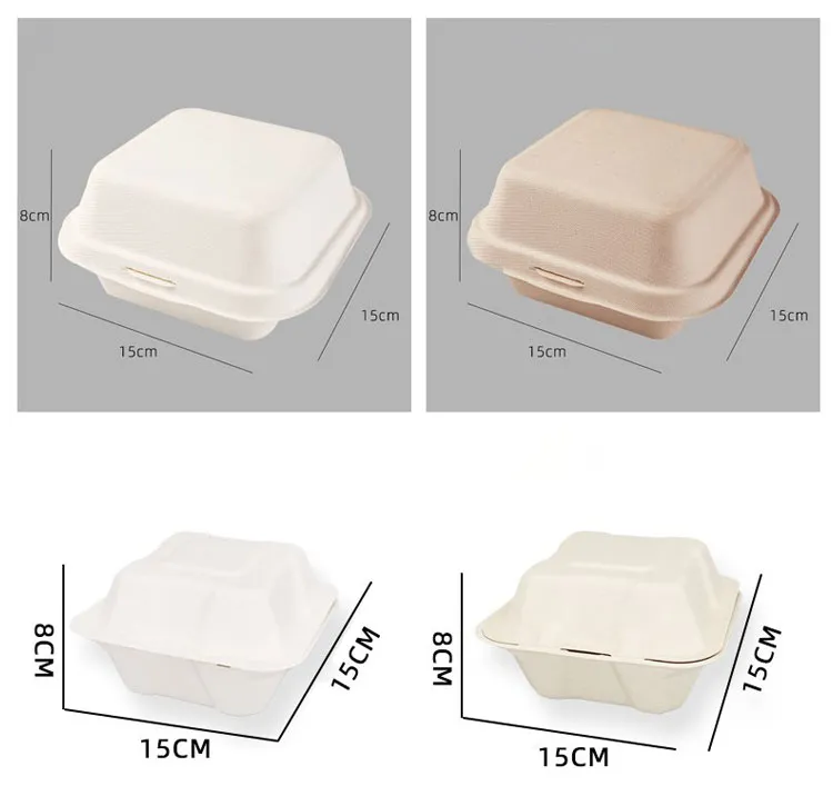 Disposable Custom Printing Boxes for Burger Eco Friendly Burger Box Sugarcane Box