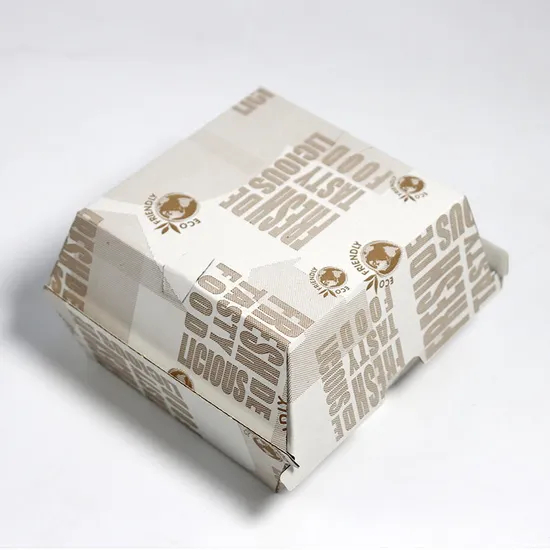 Wholesale High Quality Custom Disposable Food Grade Cardboard Hamburger Packaging Box