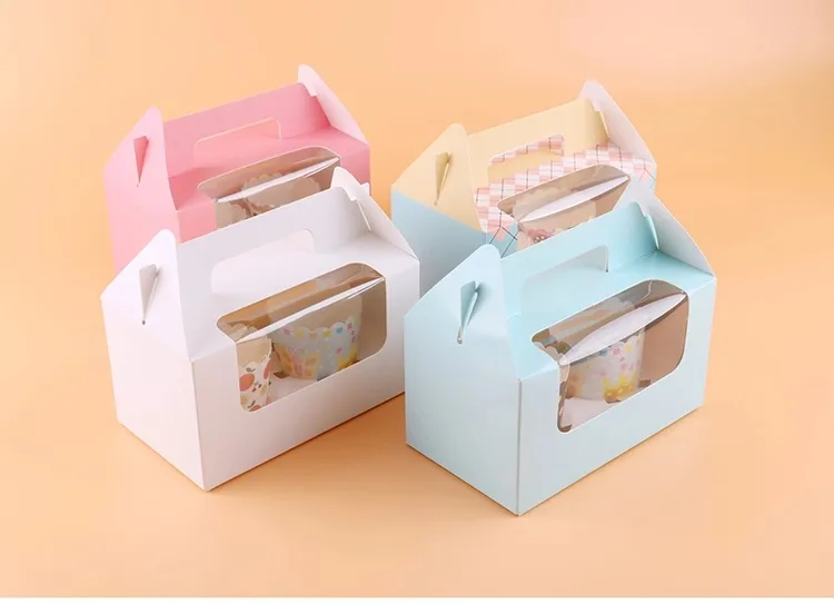 Custom Print Lid and Base Storage Packaging Paper Food Box with Pet Window Cake Box for Birthday